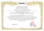 Сертификат выдающихся достижений в продажах Макита 2014 с доставкой по России